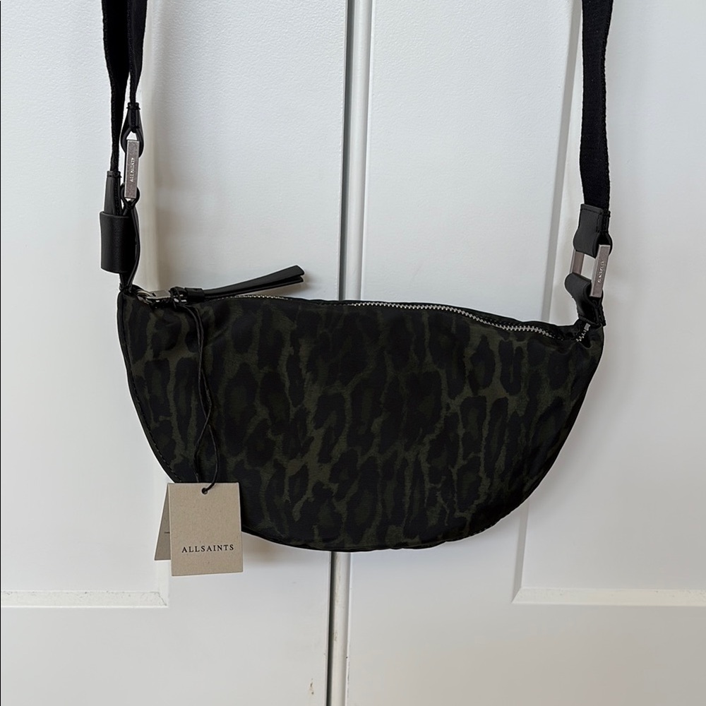 New with Tags All Saints Half Moon Camouflage Crossbody Bag